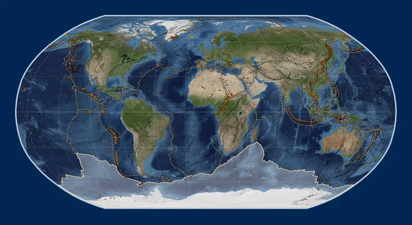 Płyta Tektoniczna Antarktydy Mapie Satelitarnej Niebieskiego Marmuru Projekcji Robinsona Wyśrodkowana — Zdjęcie stockowe