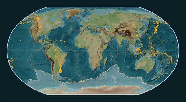 Antarktis Tektoniska Platta Wiki Stil Höjd Karta Robinson Projektion Centrerad — Stockfoto