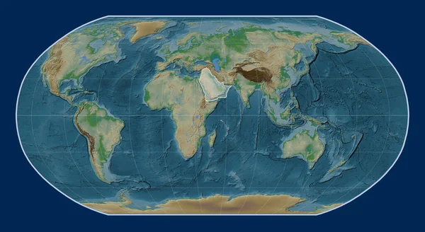 Placa Tectónica Árabe Mapa Elevação Física Projecção Robinson Centrada Meridionalmente — Fotografia de Stock