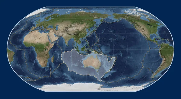 Австралійська Тектонічна Плита Супутниковій Карті Blue Marble Проекції Робінсона Зосереджена — стокове фото