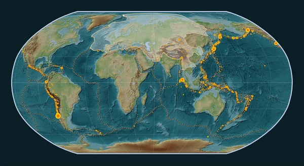 Eurasische Tektonische Platte Auf Der Höhenkarte Wiki Stil Der Robinson — Stockfoto