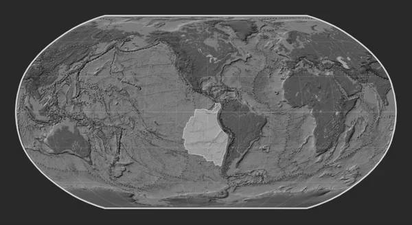 Tektonická Deska Nazca Mapě Nadmořské Výšky Robinsonově Projekci Byla Poledníku — Stock fotografie