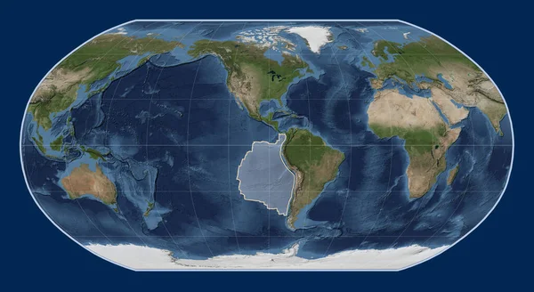 Lempeng Tektonik Nazca Pada Peta Satelit Marmer Biru Pada Proyeksi — Stok Foto