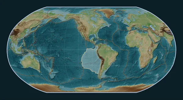 Płyta Tektoniczna Nazca Mapie Elewacji Stylu Wiki Projekcji Robinsona Wyśrodkowana — Zdjęcie stockowe