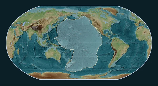Placa Tectónica Del Pacífico Mapa Elevación Estilo Wiki Proyección Robinson — Foto de Stock