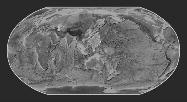 Filipínský Tektonický Talíř Mapě Nadmořské Výšky Stupních Šedi Robinsonově Projekci — Stock fotografie
