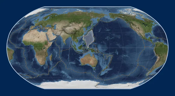 Тектонічна Плита Філіппінського Моря Супутниковій Карті Блакитного Мармуру Проекції Робінсона — стокове фото