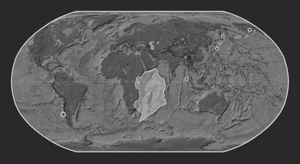 Somálská Tektonická Deska Mapě Nadmořské Výšky Robinsonově Projekci Poledníku Soustředila — Stock fotografie