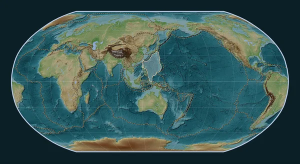Płyta Tektoniczna Morza Filipińskiego Mapie Elewacji Stylu Wiki Projekcji Robinsona — Zdjęcie stockowe