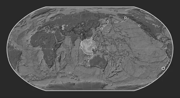 Sunda Tektonická Deska Mapě Nadmořské Výšky Robinsonově Projekci Středem Poledníku — Stock fotografie