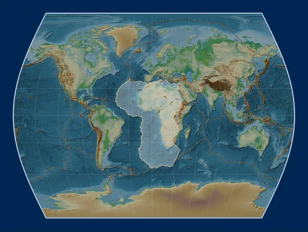 Afrikansk Tektonisk Platta Den Fysiska Höjdkartan Times Projektion Centrerad Meridioniskt — Stockfoto
