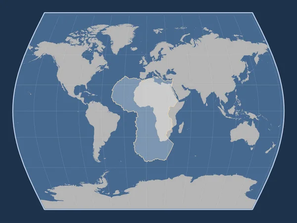 泰晤士报 投影中心固体等高线图上的非洲板块经向中心 — 图库照片