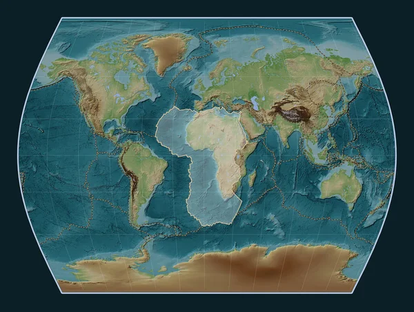 타임즈 투영에서 스타일의 지도에 아프리카 지각판은 Meridionally 접시의 — 스톡 사진