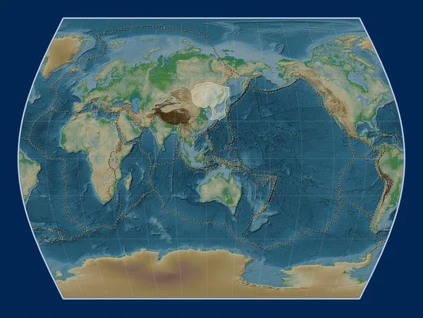 Placa Tectônica Amur Mapa Elevação Física Projeção Times Centrada Meridionalmente — Fotografia de Stock
