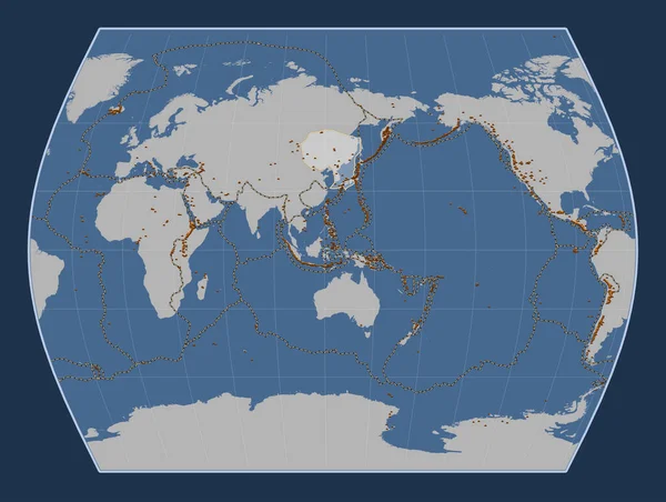 Placa Tectónica Amur Mapa Contorno Sólido Projecção Times Centrada Meridionalmente — Fotografia de Stock