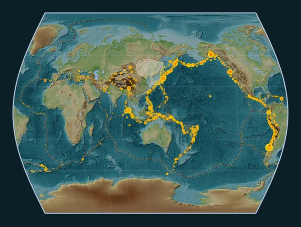 Amur Tektoniska Platta Wiki Stil Höjd Karta Times Projektion Centrerad — Stockfoto
