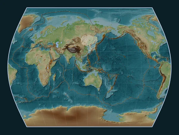 Placa Tectónica Amur Mapa Elevación Estilo Wiki Proyección Times Centrada — Foto de Stock