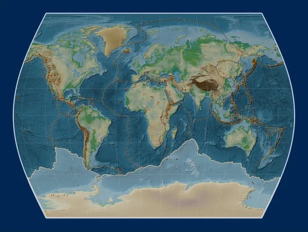 Antarktis Tektoniska Platta Fysisk Höjd Kartan Times Projektion Centrerad Meridionalt — Stockfoto