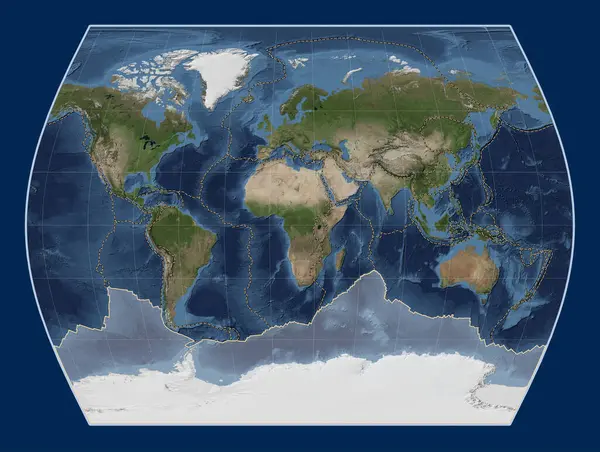 タイムズ紙のブルー マーブル衛星地図にある南極大陸のテクトニックプレートは 銀河を中心としたものだった その他のプレートの境界線 — ストック写真