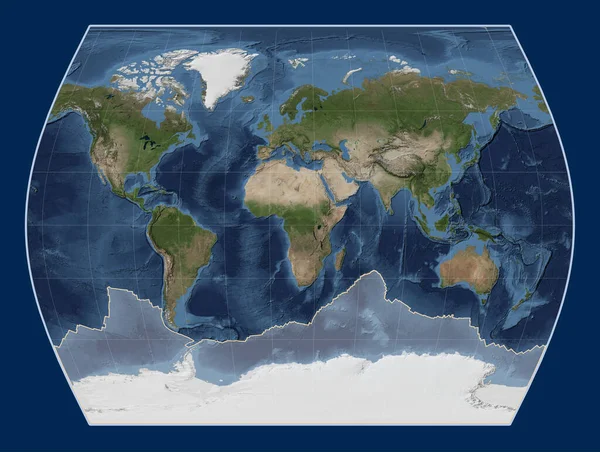 Placa Tectónica Antártica Mapa Satélite Mármol Azul Proyección Times Centrada — Foto de Stock