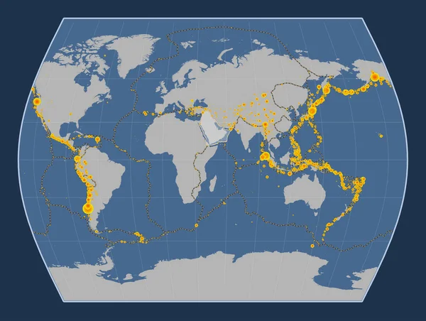 Placa Tectónica Árabe Mapa Contorno Sólido Proyección Times Centrada Meridionalmente — Foto de Stock