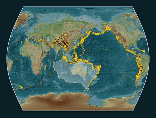 Australiska Tektoniska Plattan Wiki Stil Höjd Karta Times Projektion Centrerad — Stockfoto