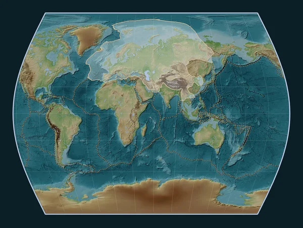 Eurasische Tektonische Platte Auf Der Höhenkarte Wiki Stil Der Times — Stockfoto