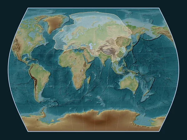 Eurasiska Tektoniska Platta Wiki Stil Höjd Karta Times Projektion Centrerad — Stockfoto