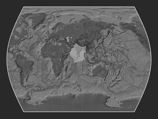 Indická Tektonická Deska Mapě Nadmořské Výšky Timesech Meridálně Soustředí Hranice — Stock fotografie
