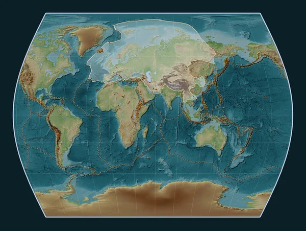 Eurasische Tektonische Platte Auf Der Höhenkarte Wiki Stil Der Times — Stockfoto
