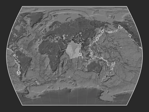 Indická Tektonická Deska Mapě Nadmořské Výšky Timesech Meridálně Soustředí Lokality — Stock fotografie