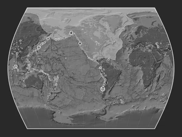 Placa Tectónica Norteamericana Mapa Elevación Bilevel Proyección Times Centrada Meridionalmente — Foto de Stock