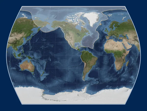 Times投影子午线中心蓝色大理石卫星地图上的北美板块 — 图库照片