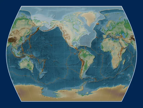 Placa Tectônica Norte Americana Mapa Elevação Física Projeção Times Centrada — Fotografia de Stock