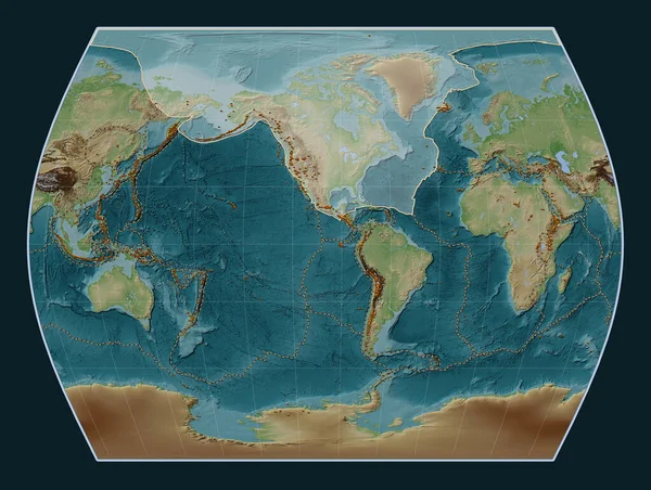 Placa Tectônica Norte Americana Mapa Elevação Estilo Wiki Projeção Times — Fotografia de Stock