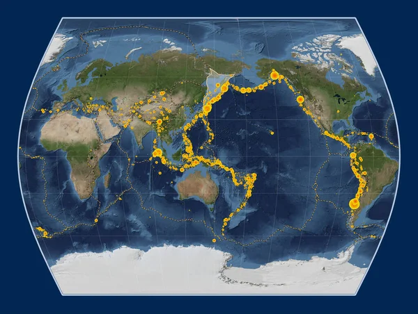 Okhotská Tektonická Deska Satelitní Mapě Modrého Mramoru Projekci Timesů Meridálně — Stock fotografie