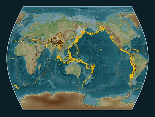 Okhotsk Tektonische Plaat Wiki Stijl Hoogte Kaart Times Projectie Gecentreerd — Stockfoto