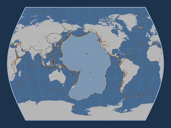 Placa Tectónica Del Pacífico Mapa Contorno Sólido Proyección Times Centrada — Foto de Stock