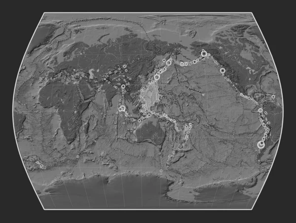 Filipínský Oceánský Tektonický Talíř Mapě Nadmořské Výšky Timesech Středem Poledníku — Stock fotografie