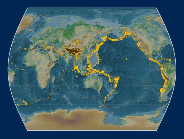Philippine Sea Tectonic Plate Physical Elevation Map Times Projection Centered — Stock Photo, Image