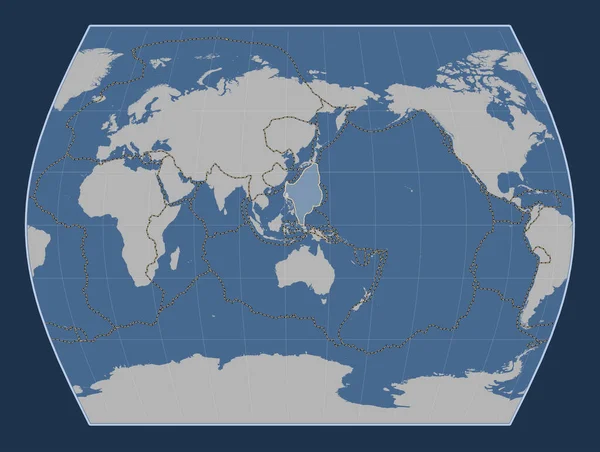 Filippinska Havet Tektonisk Platta Den Solida Konturkartan Times Projektion Centrerad — Stockfoto