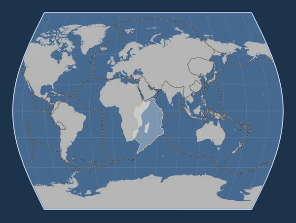 Placa Tectónica Somalí Mapa Contorno Sólido Proyección Times Centrada Meridionalmente — Foto de Stock