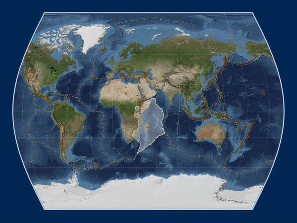 Somalisk Tektonisk Platta Satellitkartan Blue Marble Times Projektion Centrerad Meridioniskt — Stockfoto