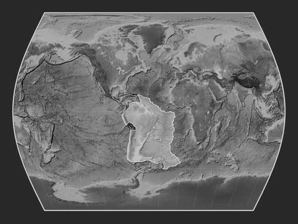 Sydamerikansk Tektonisk Platta Kartan Över Gråskala Times Projektion Centrerad Meridioniskt — Stockfoto