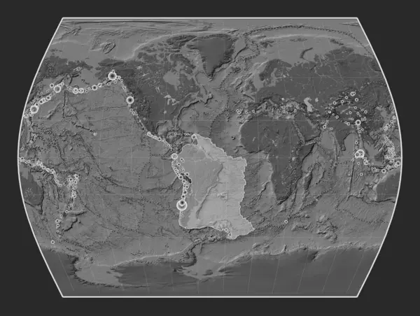 Sydamerikansk Tektonisk Platta Galla Höjd Kartan Times Projektion Centrerad Meridionalt — Stockfoto