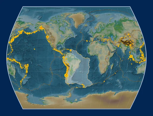 Südamerikanische Tektonische Platte Auf Der Physikalischen Höhenkarte Der Times Projektion — Stockfoto