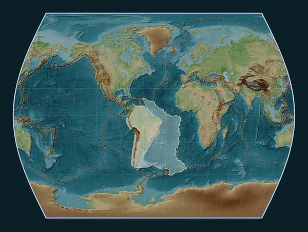 Times Projeksiyonunda Wiki Stil Yükseltme Haritasında Yer Alan Güney Amerika — Stok fotoğraf