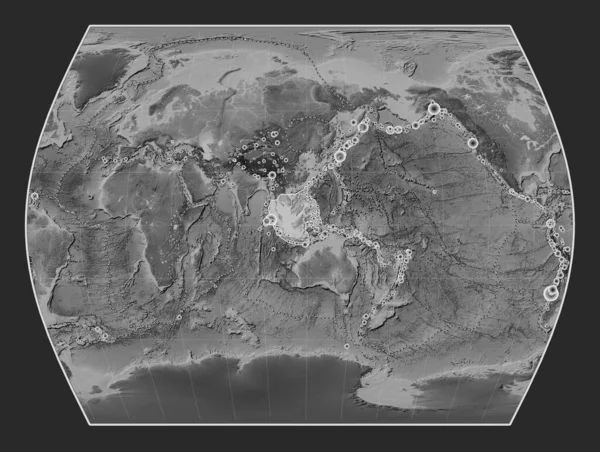 Płytka Tektoniczna Sundy Mapie Elewacji Skali Szarości Projekcji Times Wyśrodkowana — Zdjęcie stockowe