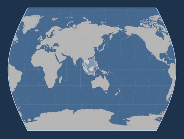 Placa Tectónica Sunda Mapa Contorno Sólido Projecção Times Centrada Meridionalmente — Fotografia de Stock