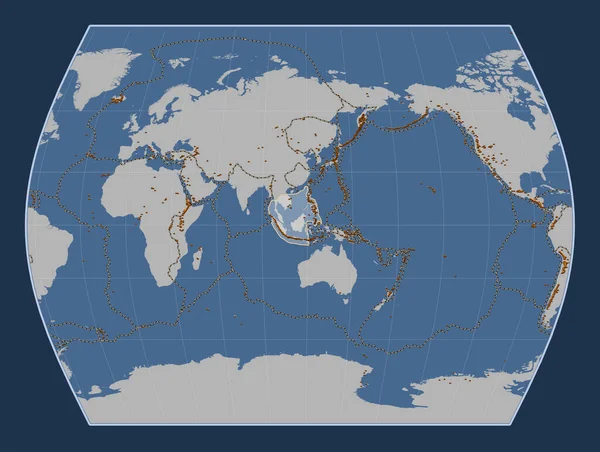 Placa Tectónica Sunda Mapa Contorno Sólido Projecção Times Centrada Meridionalmente — Fotografia de Stock